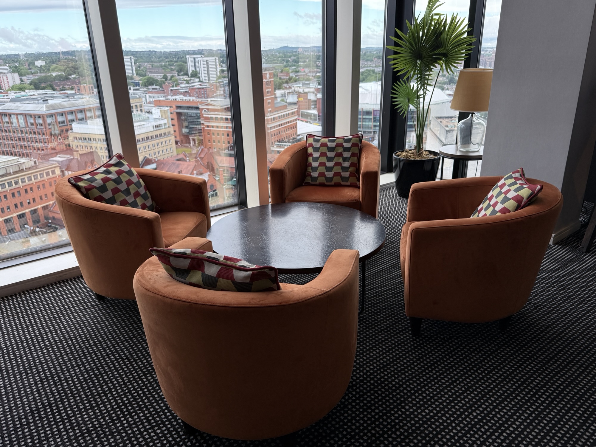 The Regency Club lounge at the Hyatt Regency Birmingham.
