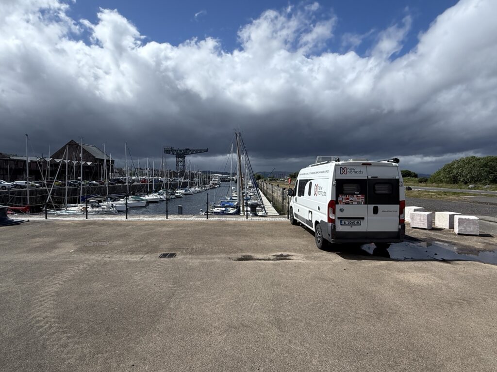 Boats and yachts moored in the historic James Watt Dock Marina at Greenock, on the Firth of Clyde