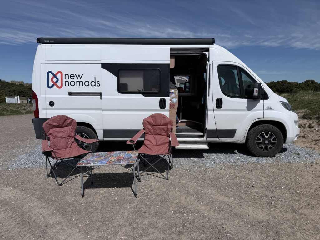 Eating outside in the salty sea air at Findhorn Beach