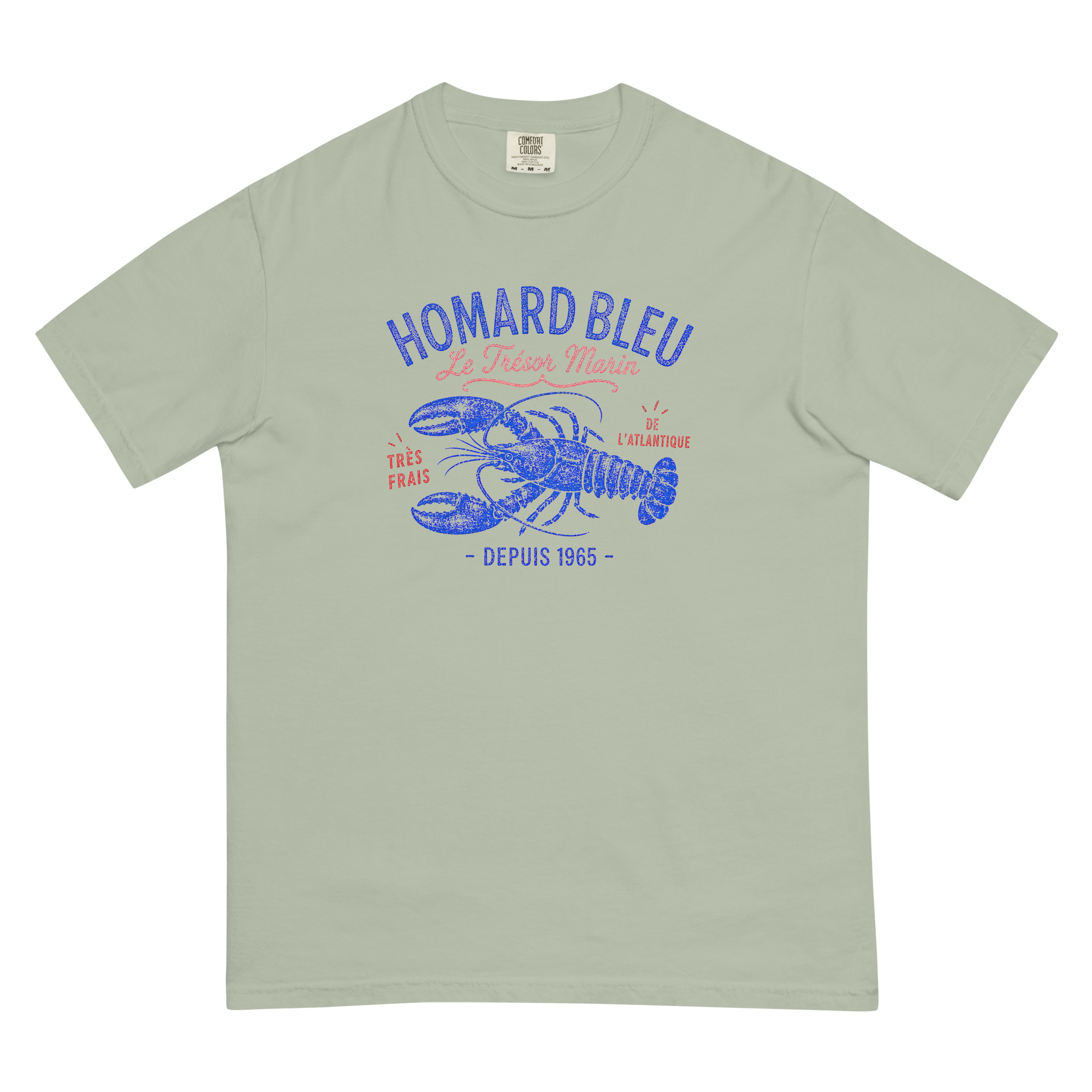 Homard Bleu Lobster T-Shirt: Vintage French Seafood Graphic Tee - Image 2