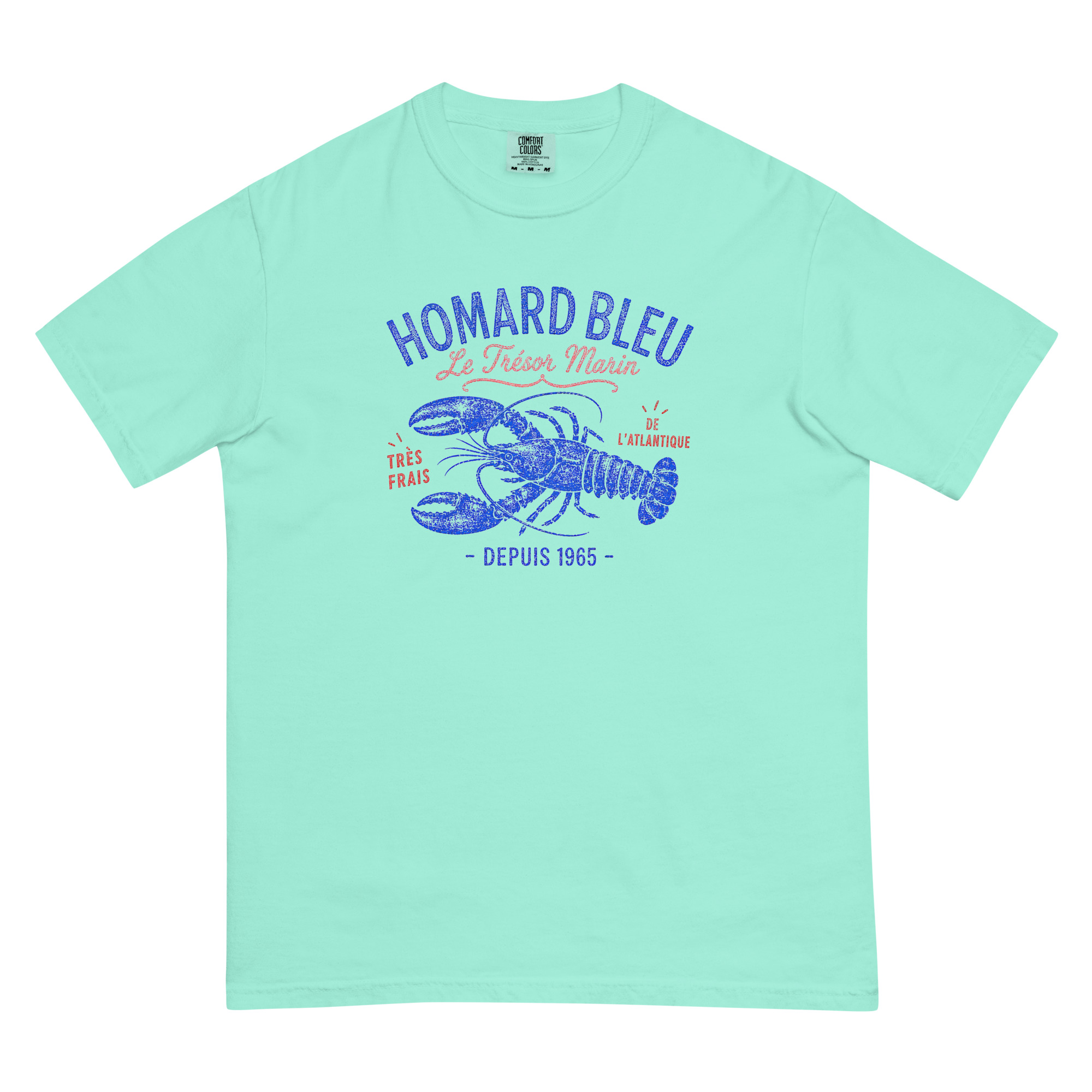 Homard Bleu Lobster T-Shirt: Vintage French Seafood Graphic Tee - Image 4