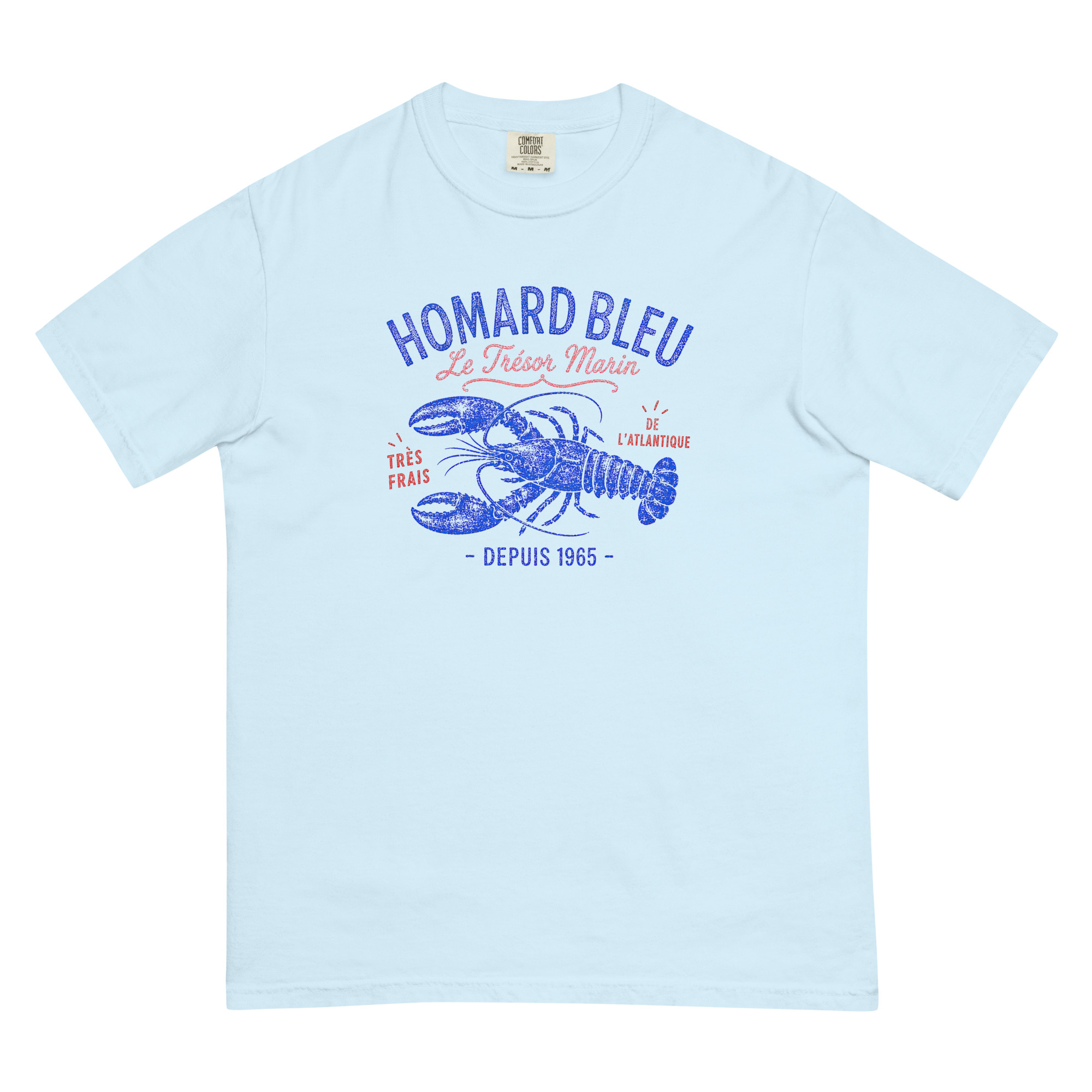 Homard Bleu Lobster T-Shirt: Vintage French Seafood Graphic Tee - Image 6