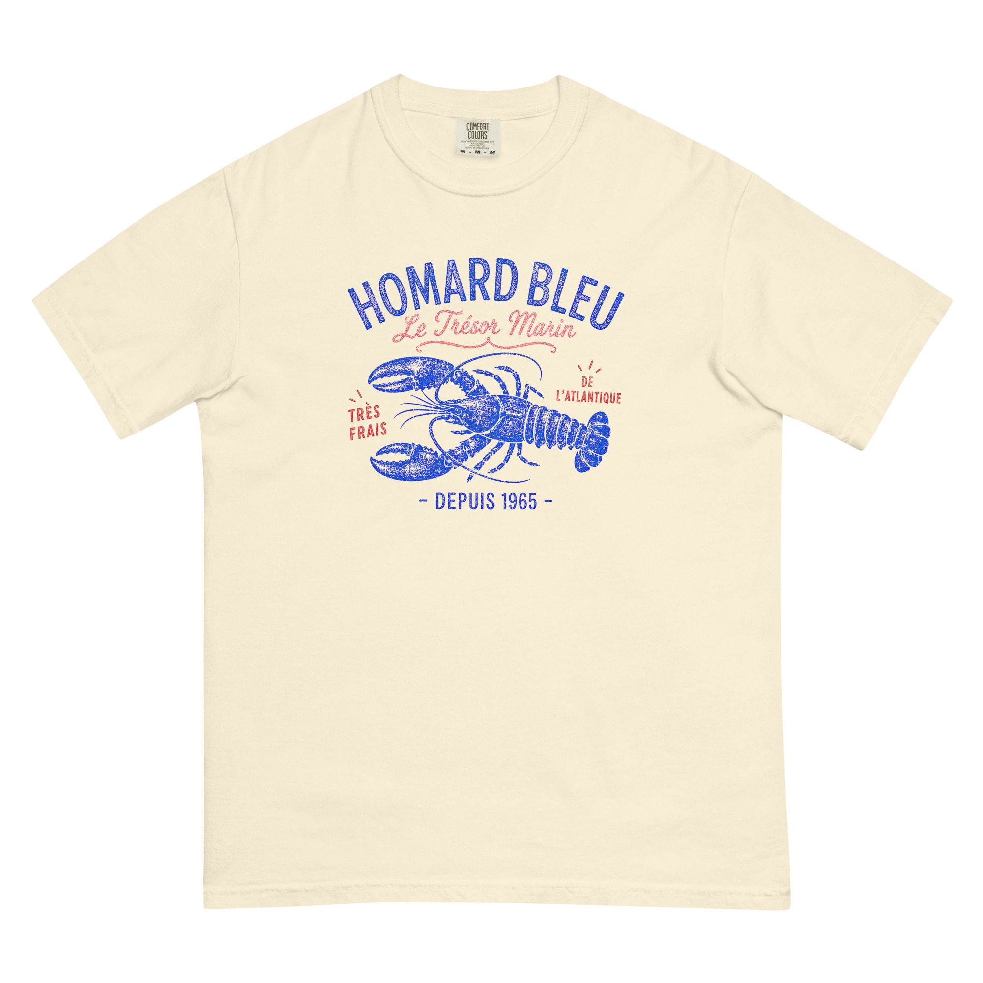Homard Bleu Lobster T-Shirt: Vintage French Seafood Graphic Tee - Image 7